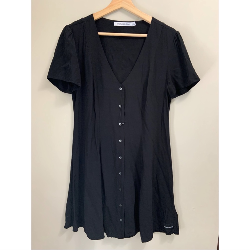 Calvin Klein Black Button Down Dress Size Large